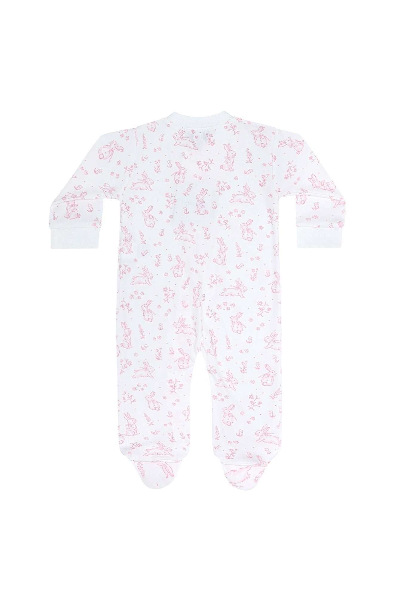 Image of Pink Bunny Toile Zipper Footie